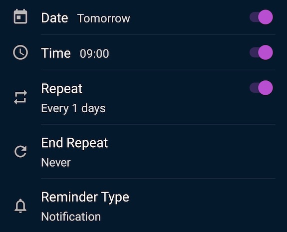 Daily recurring task